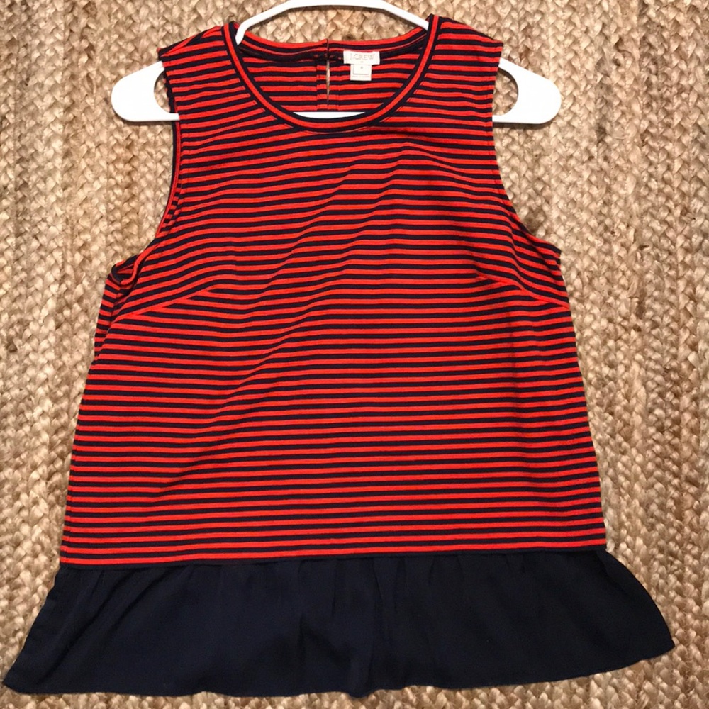 J. Crew Striped Tank with Ruffle Bottom - Picture 2 of 5
